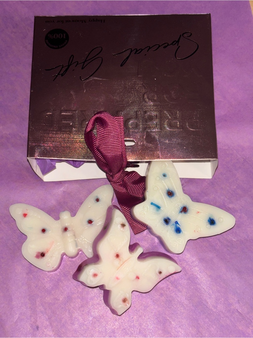 Confetti birthday cake Butterfly Wax melts  with Multicolor Speckles 2.5 oz